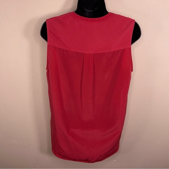 XS ZOA CORAL REDORANGE BOHO SATIN SLEEVELESS TOP HENLEY COLORFUL LIGHTWEIGHT - Picture 5 of 12